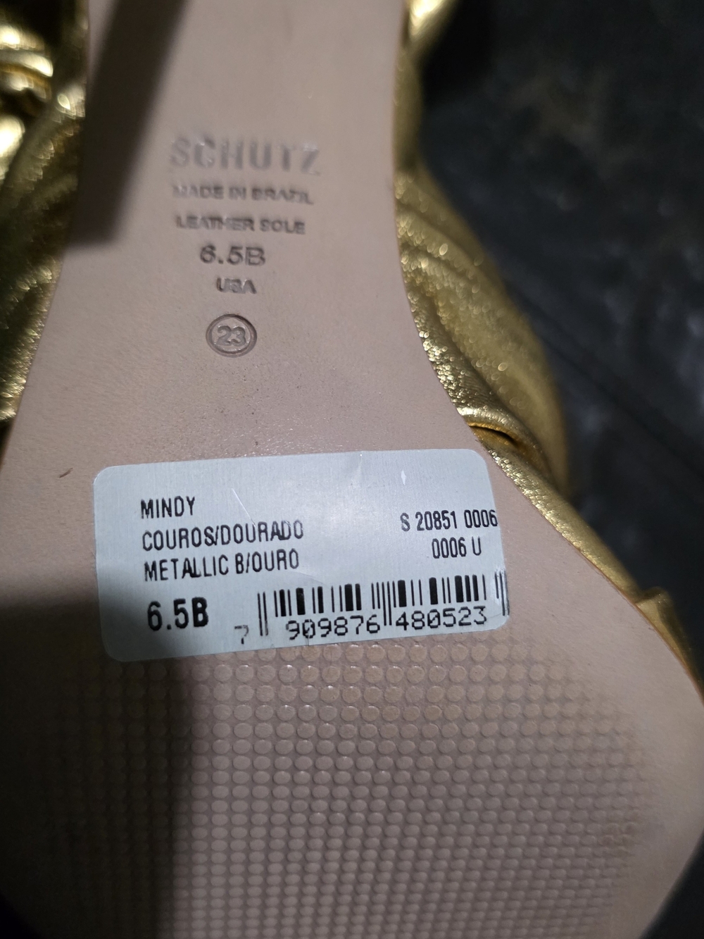 SCHUTZ Mindy Metallic Gold Knot Mules 6.5B Designer Heels - Picture 4 of 5